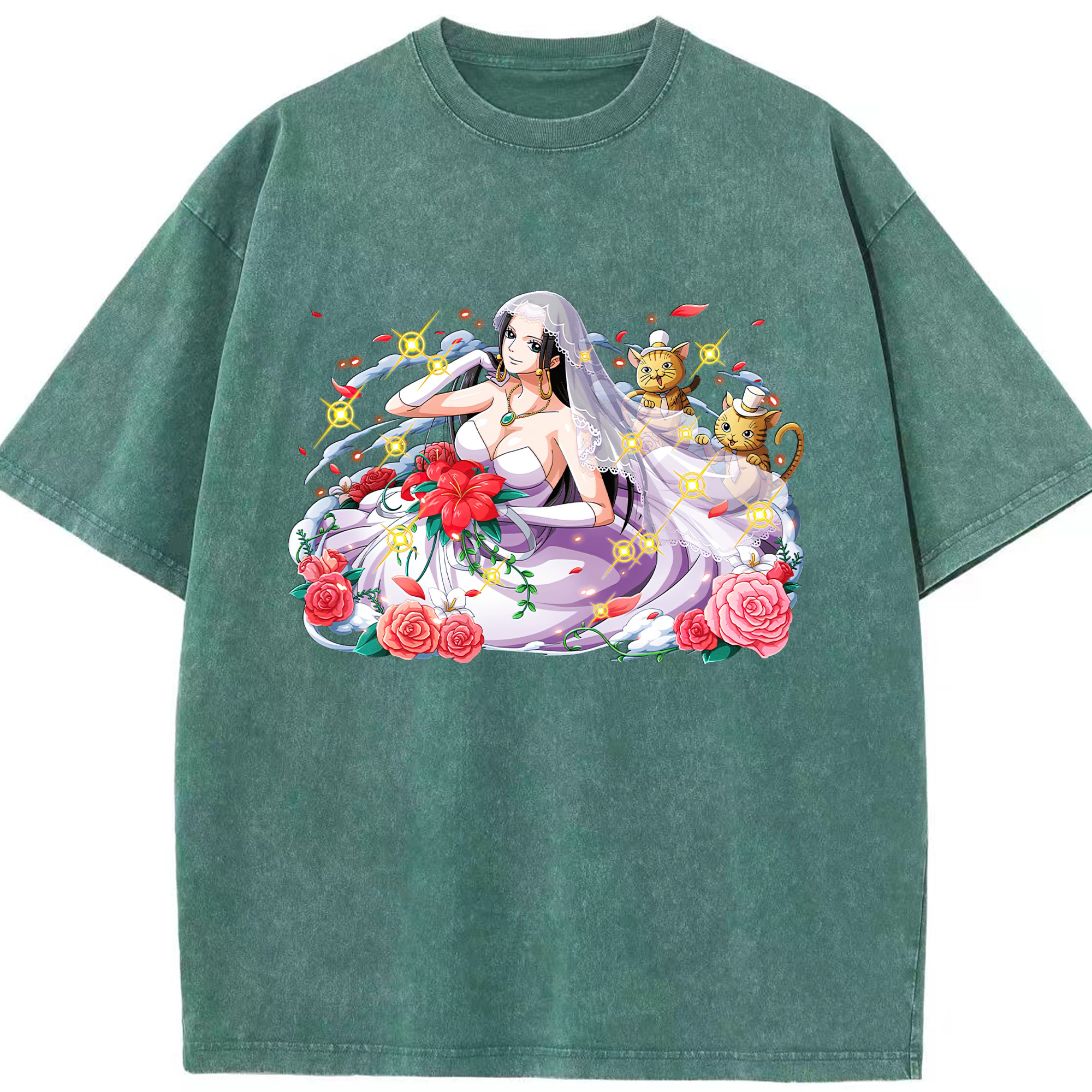 ワンピース ボア・ハンコック ONE PIECE Boa·Hancock 綿100% ヴィンテージ風 半袖Tシャツ（フロントプリント）